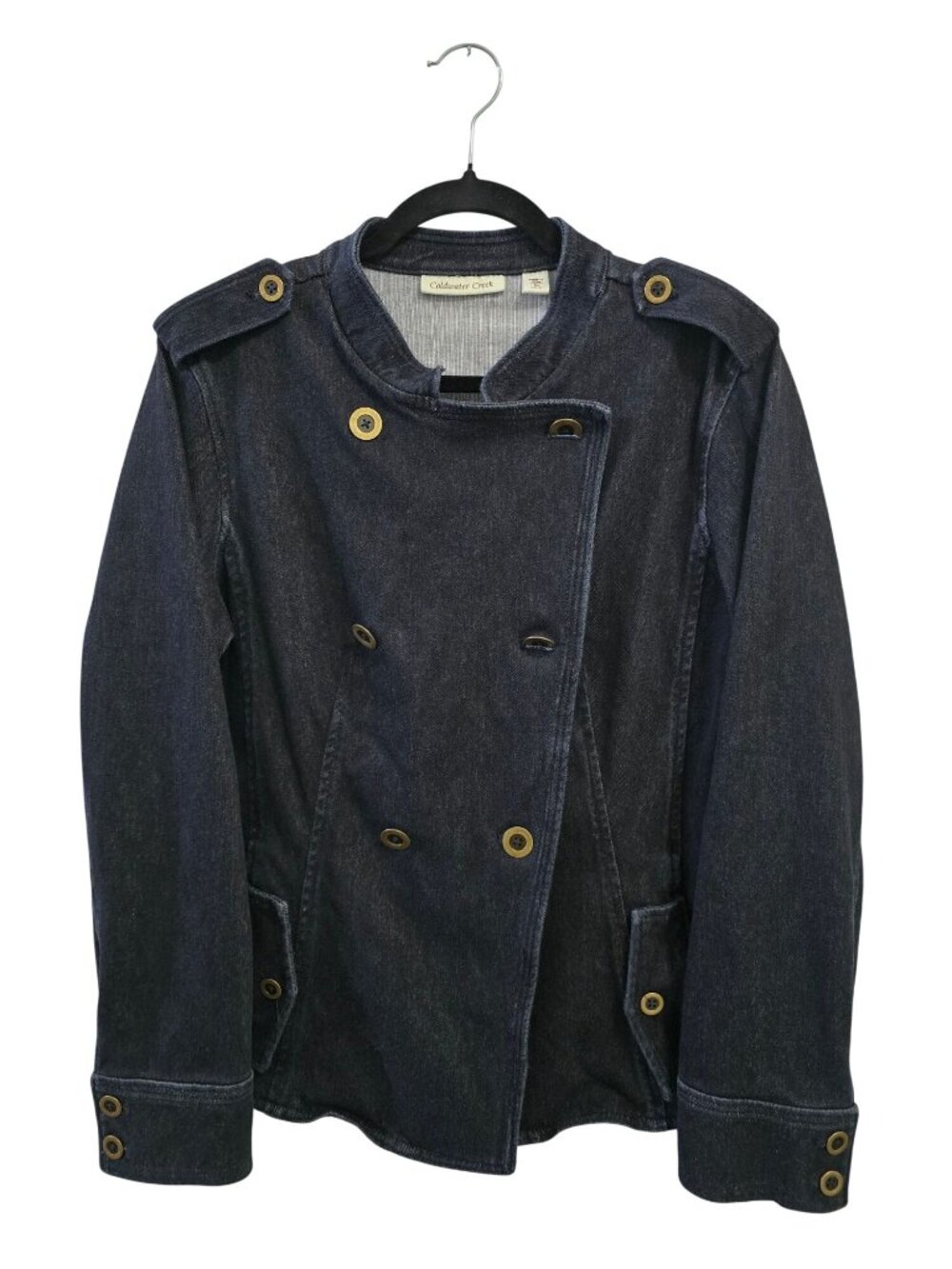 Coldwater Creek Double-Breasted Denim Jacket Womens M  Dark Wash - Picture 7 of 10